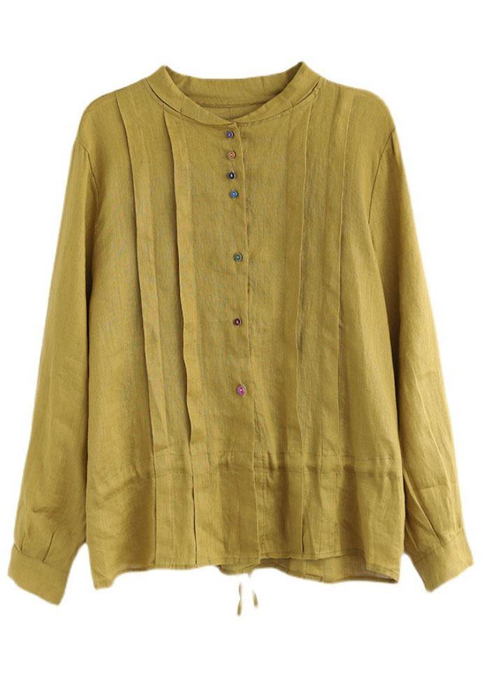 Gray Geometry Button Fall Top Long Sleeve Linen