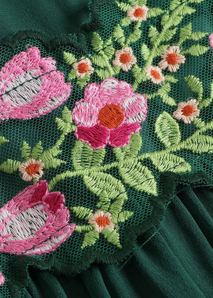 Green Embroideried Silk Dress
