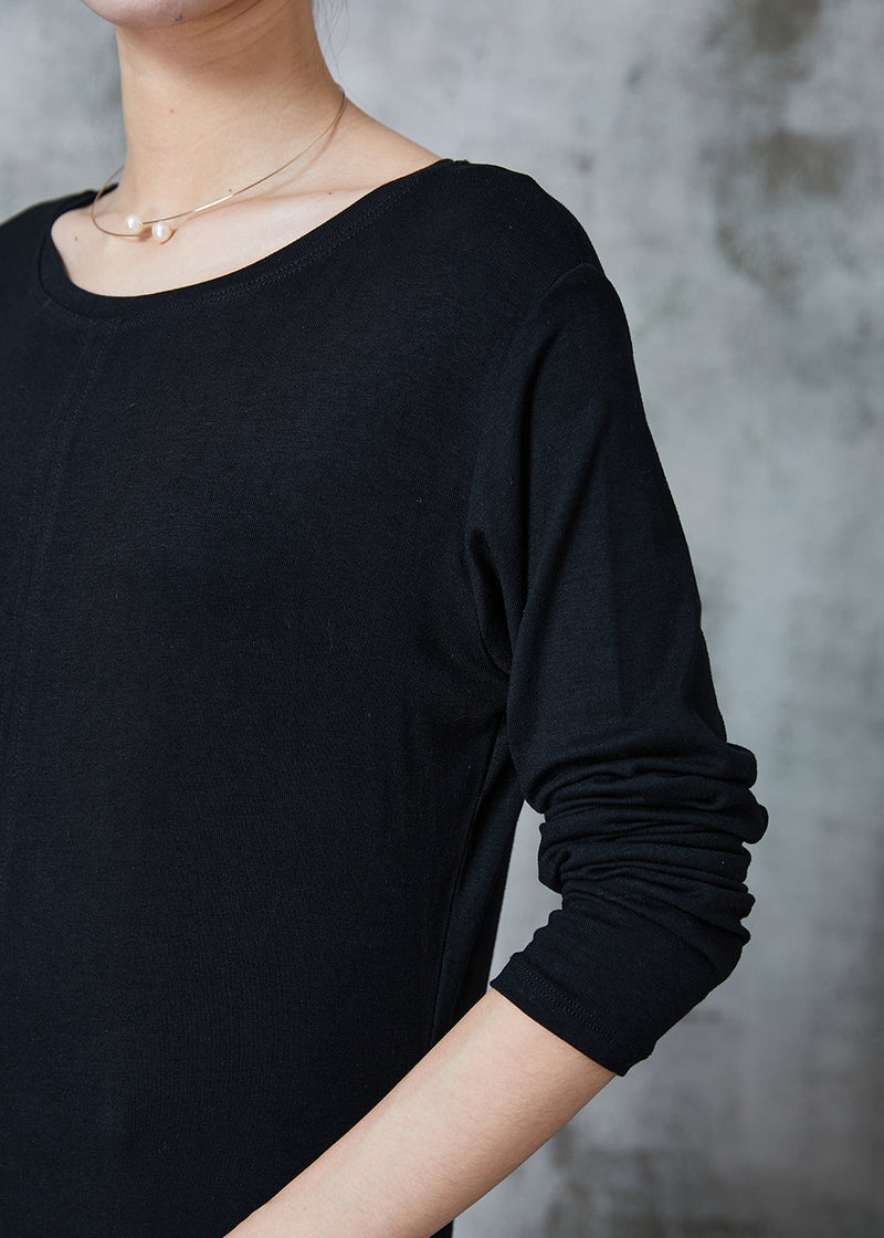 Boutique Black Silm Fit Side Open Cotton Dresses Spring