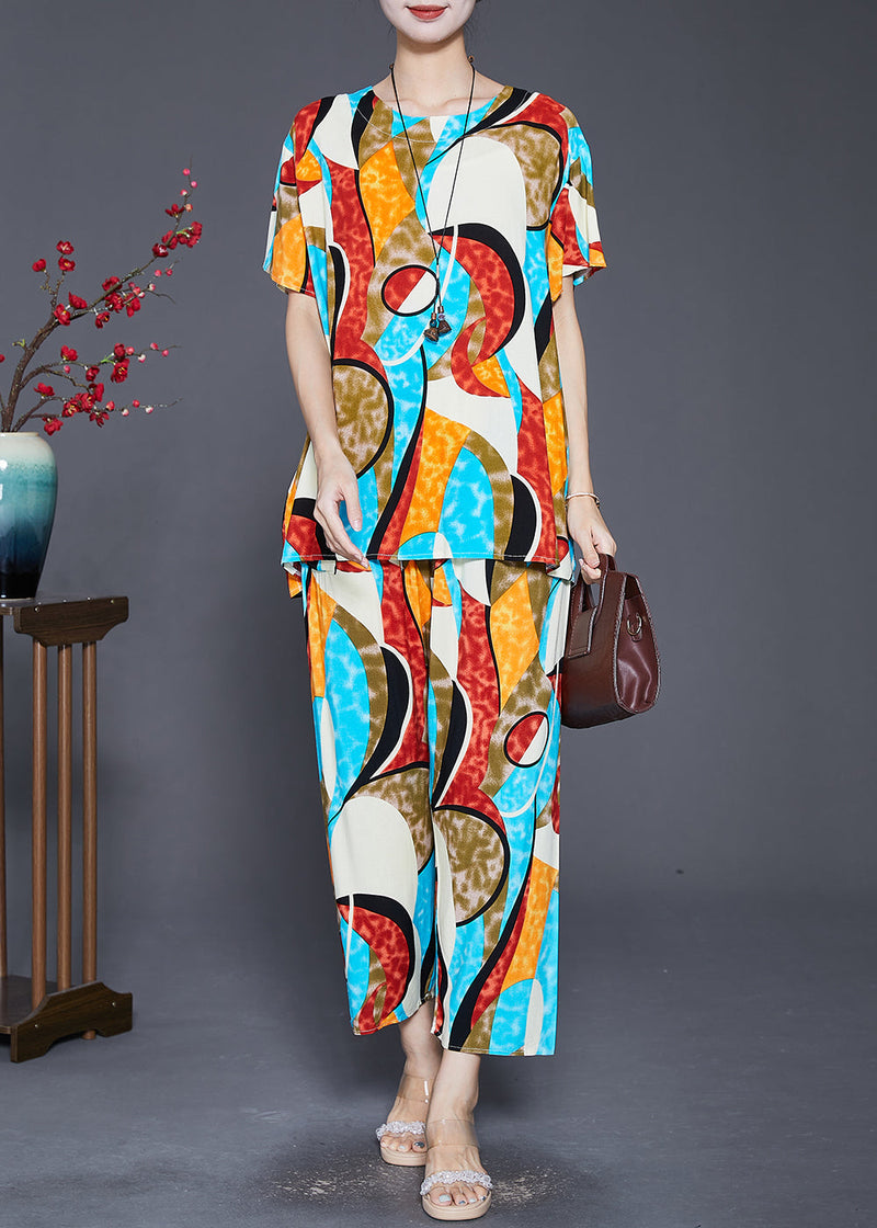 Oversized Print Cotton Two Pieces Set Summer