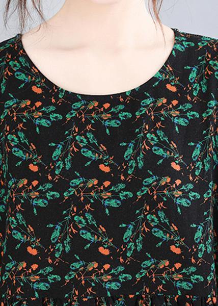 French Print Batwing Sleeve Oversize Summer Cotton Dress