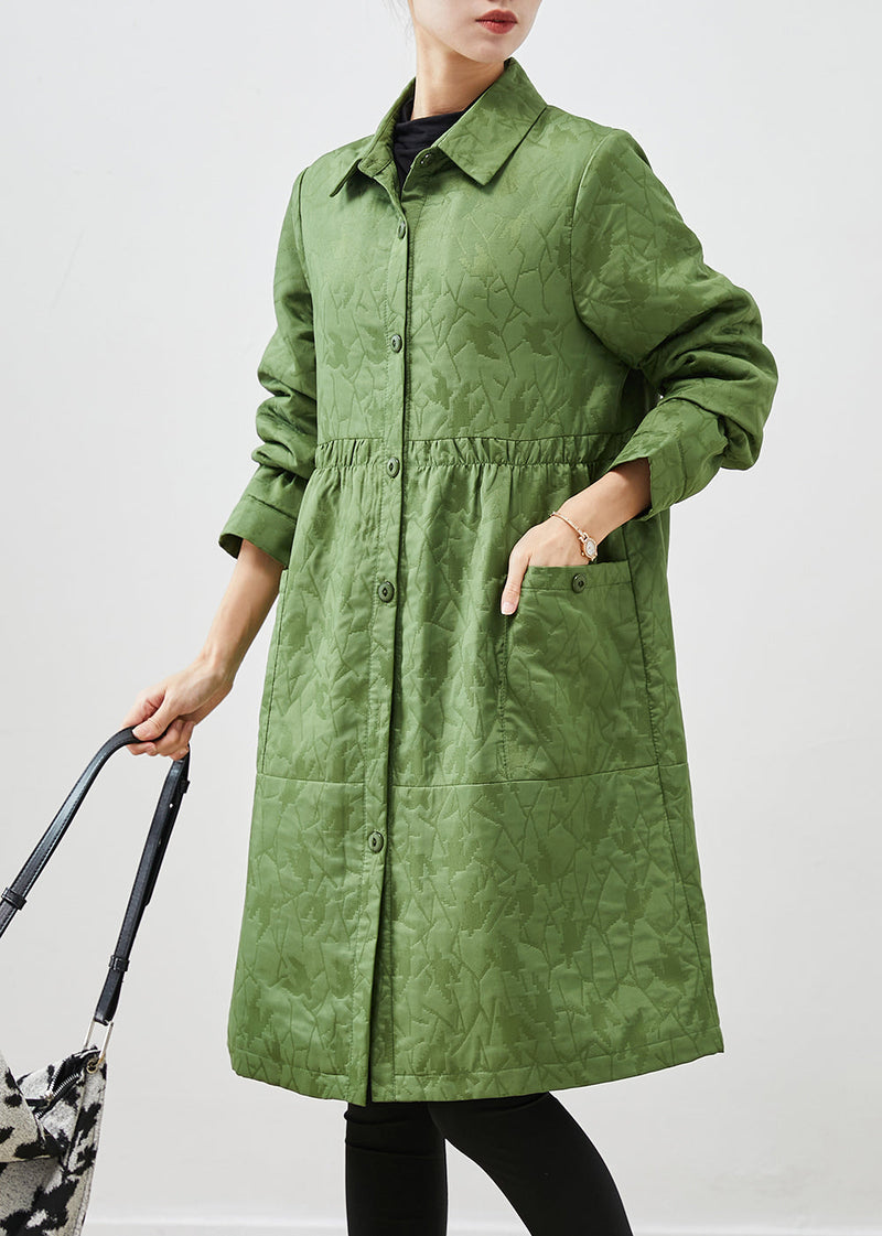 Grass Green Oversized Patchwork Fine Cotton Filled Coats Winter