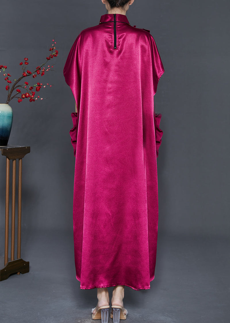 Diy Mulberry Stand Collar Ruffled Silk Dresses Summer