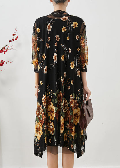 Yellow Print Tulle Two Pieces Set Oversized Summer