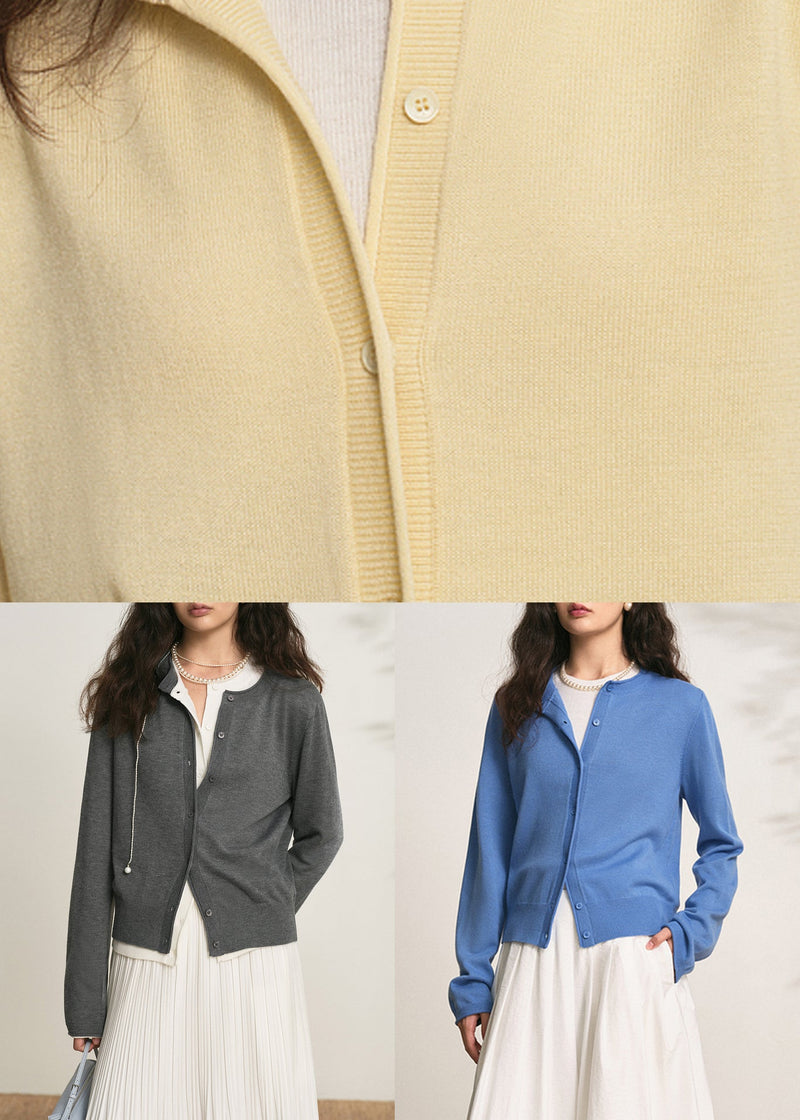 Dark Gray O Neck Button Knit Cardigan Fall