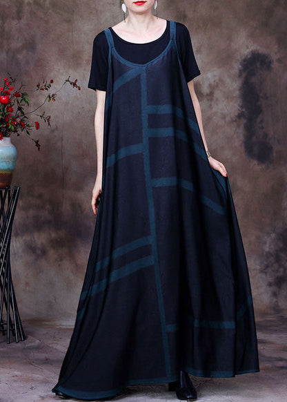 Green Striped Print Exra Large Hem Silk Spaghetti Strap Dress and Tanks Two Pieces Set Summer