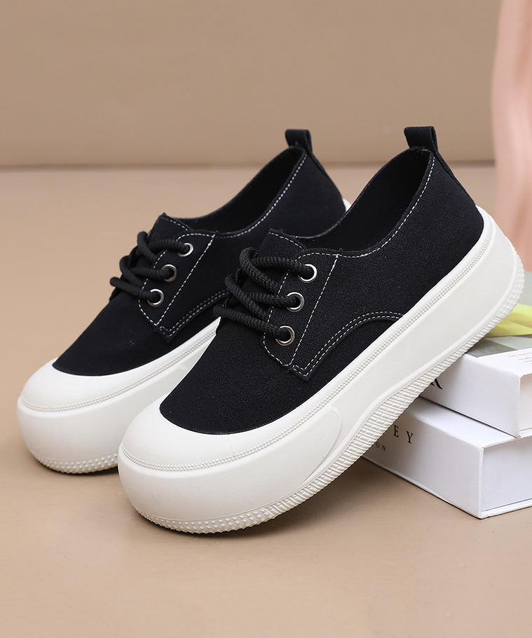 Yellow Canvas Cross Strap Splicing Flat Shoes