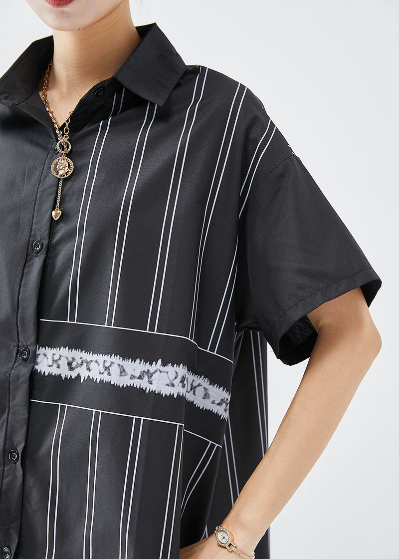 Black Asymmetrical Patchwork Cotton Dress Summer