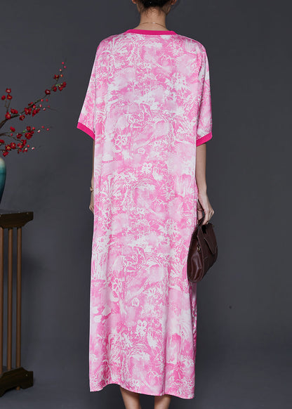 Pink Oversized Print Cotton Dress Summer