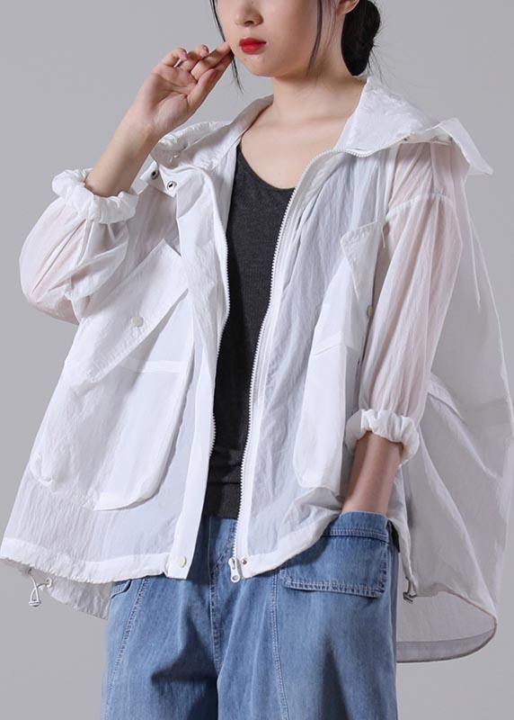 White Pocket Upf 50+ Coat Jacket Hoodies Outwear Summer