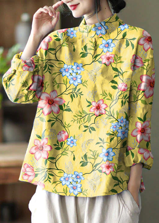Stylish White Polka Dots Embroidered Retro Linen Blouse Tops Spring