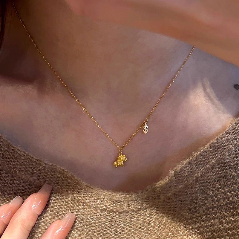 Handgefertigte Vintage Gold Halskette