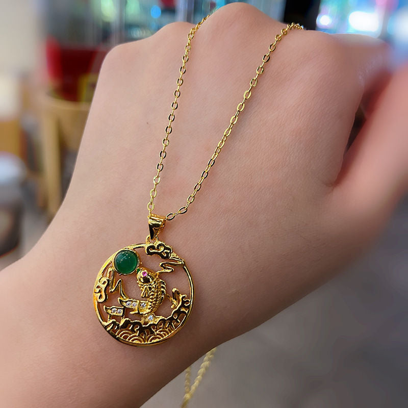 Zarte handwerkliche Gold Halskette