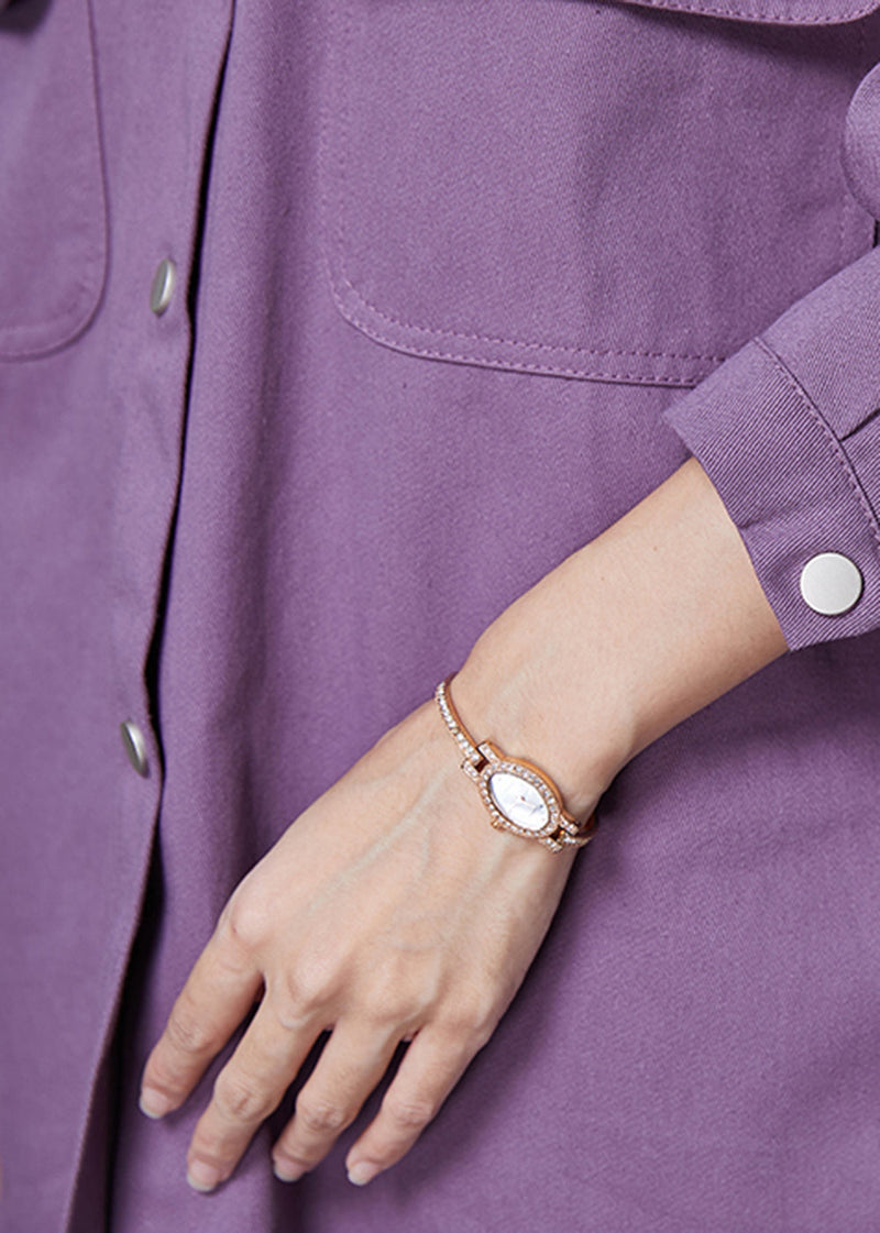 Purple Oversized Pockets Cotton Blouses Spring