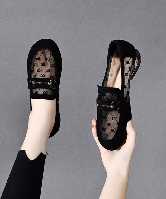 Black Flat Feet Shoes Faux Leather Flat Shoes for
