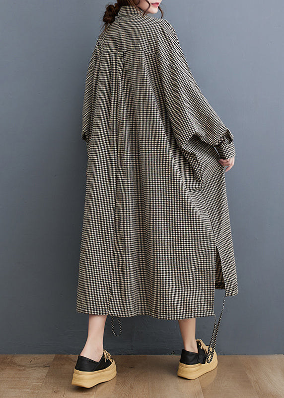 Peter Pan Collar Plaid Cotton Shirts Dress Spring