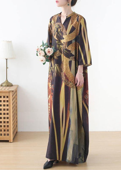 Yellow Print Pockets Summer Chiffon Dress