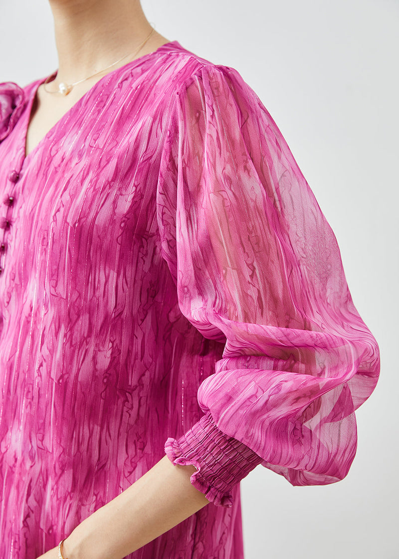 Rose V Neck Chiffon Tops Spring