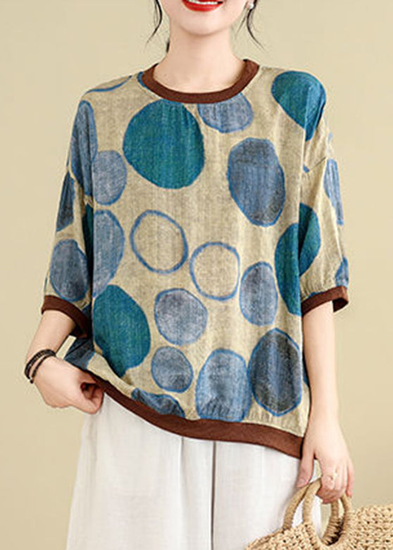 Blue Print Top Bracelet Sleeve