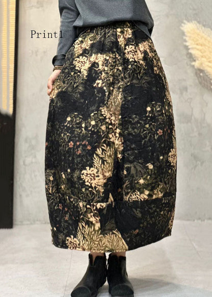 Print Elastic Waist Fine Cotton Filled Skirts Summer