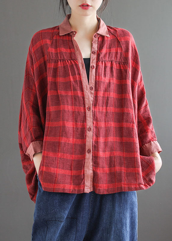 Boutique Red Button Peter Pan Collar Blouses Spring