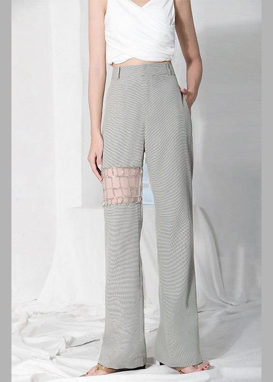 Green High Waist Summer Pants Cotton
