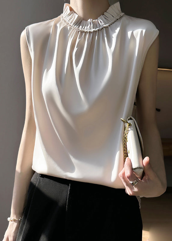Champagne Silk Tops Ruffled Summer