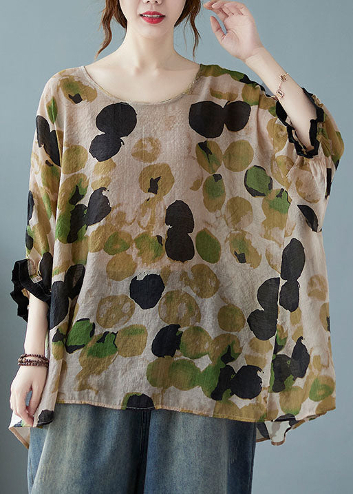 Green O-neck Dot Half Sleeve Shirts