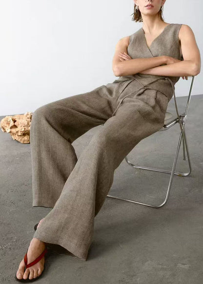 New V Neck Tops and Pants Two Pieces Set Summer