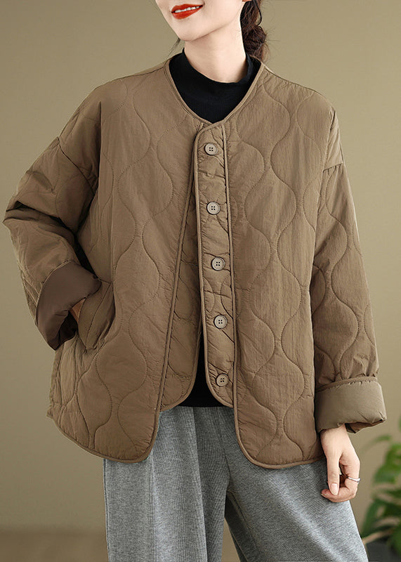Black O Neck Pockets Button Patchwork Fine Cotton Filled Coat Spring
