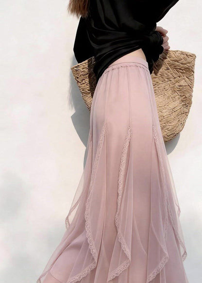 Pink Ruffled Tulle Holiday Skirt Summer