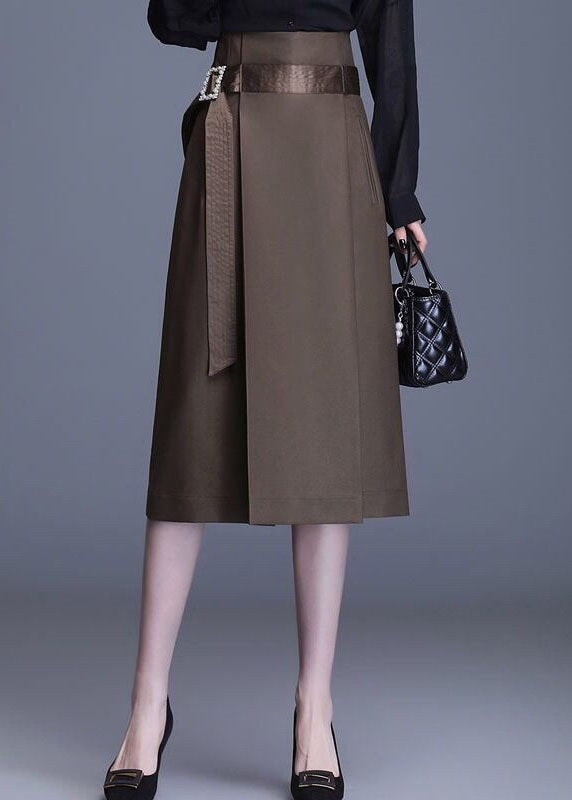 Chocolate Patchwork High Waist Cotton Skirts Spring