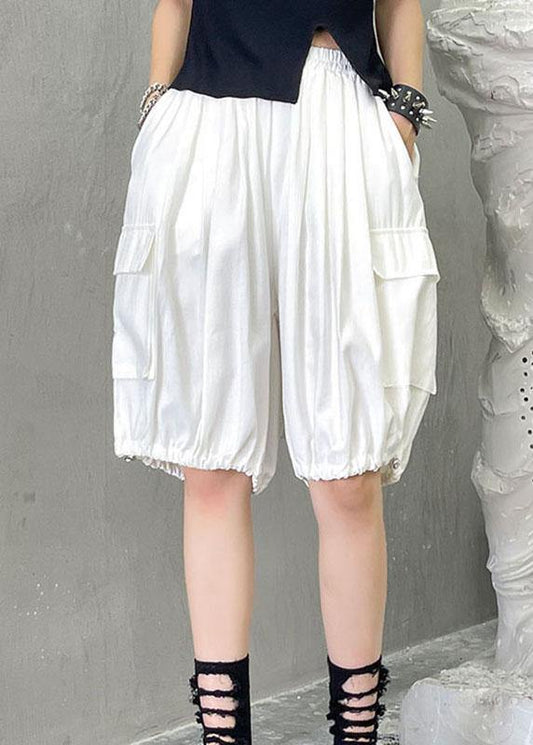 French White Pockets Hot Lantern Pants