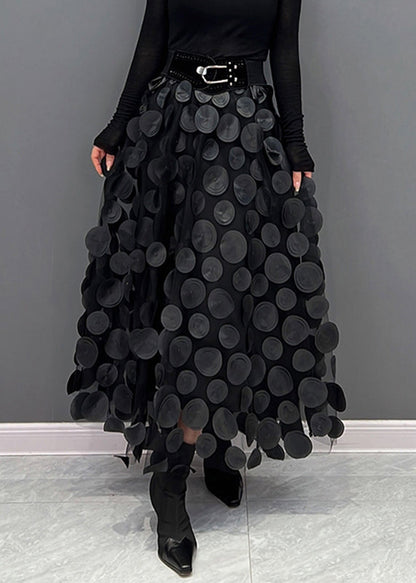 Light Green Dot Patchwork Tulle Skirt Fall
