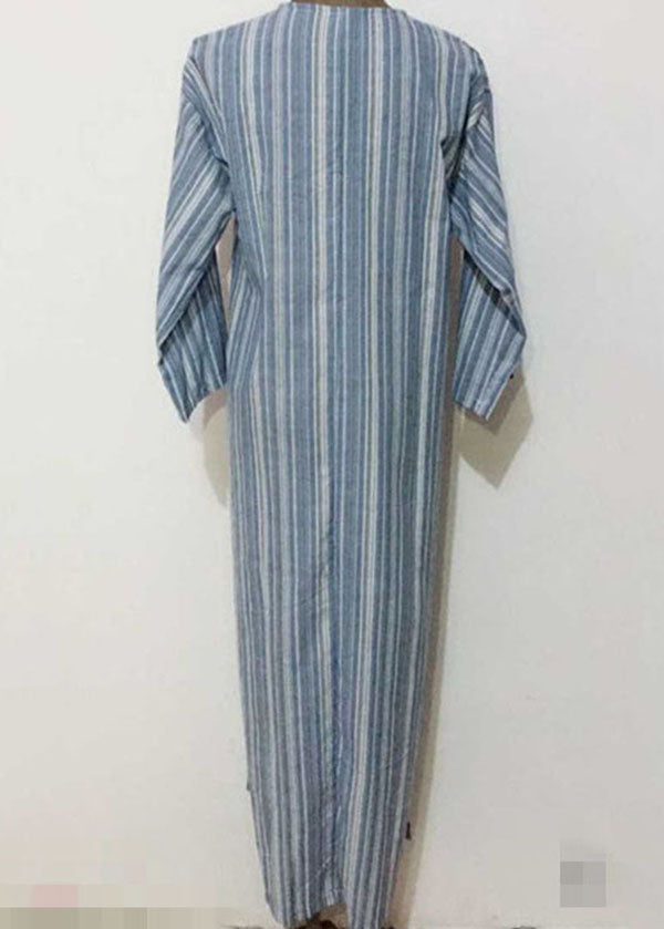 Striped V Neck Long Sleeve Loose Maxi Dress