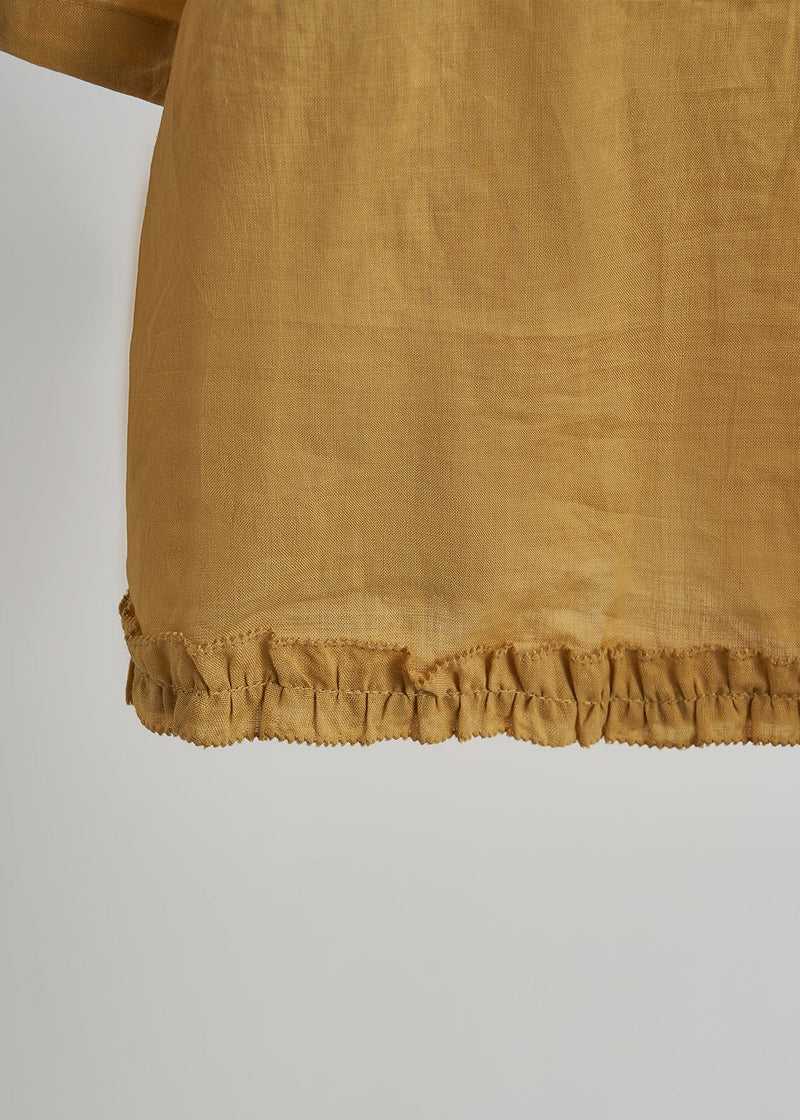 Yellow Ruffled Print Chiffoncotton Two Pieces Set Summer