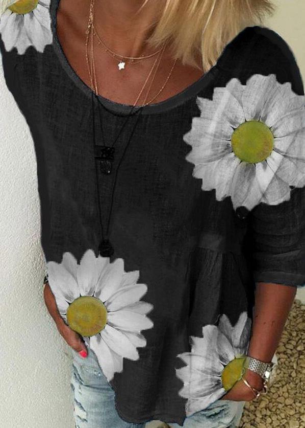 Daisy Print T Shirt Tops Outfits