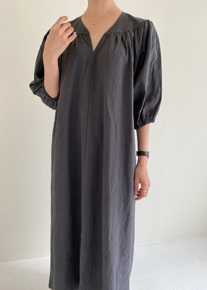 Blue Patchwork Wrinkled Cotton Party Dress Half Sleeve