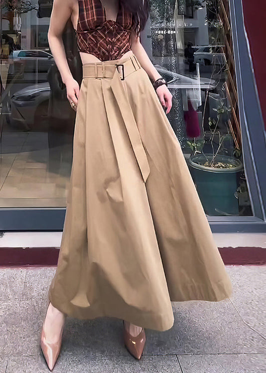 Original Design Khaki High Waist Cotton Pants Skirt Fall