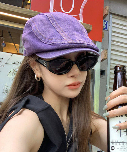 Unique Purple Patchwork Versatile Denim Breton Hat