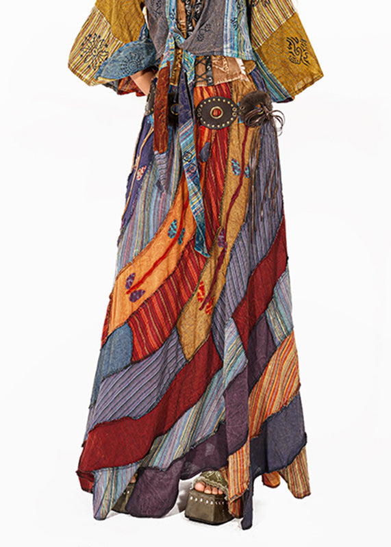 Rainbow Asymmetrical Print a Line Skirts