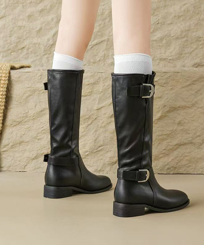 Buckle Splicing Chunky Boots Khaki Suede