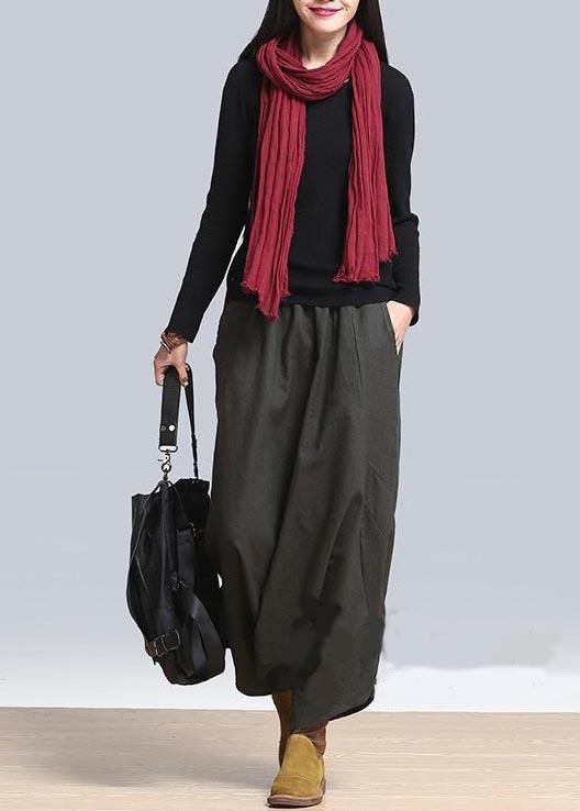 Diy Army Green Elastic Waist Cotton Linen Loose Pants Summer