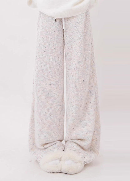 Handmade Apricot Oversized Fuzzy Fur Fluffy Wide Leg Pants Spring