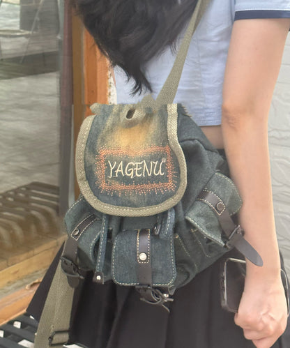 New Japanese and Korean Embroidery Denim Backpacks