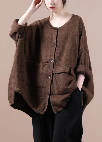 Yellow Asymmetrical Design Pockets Knit Coat