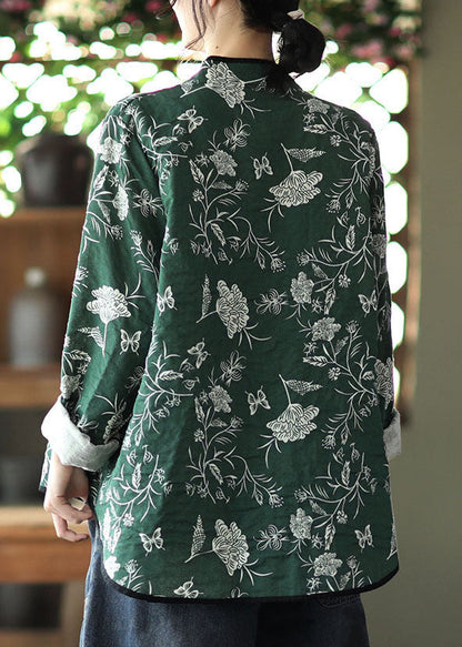 Diy Green V Neck Button Linen Tops Spring
