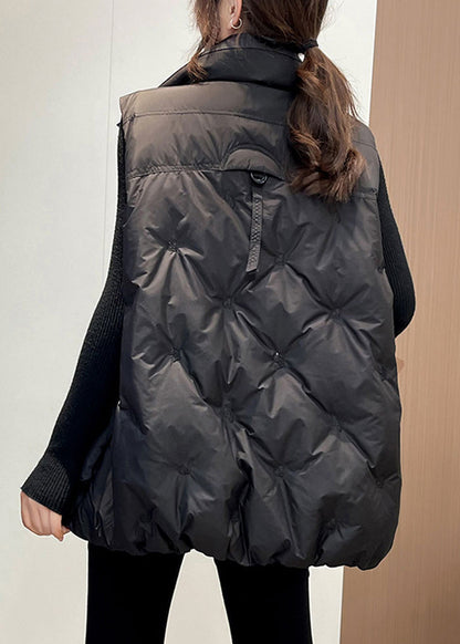 French Caramel Embroideried Pockets Duck Down Vests Winter