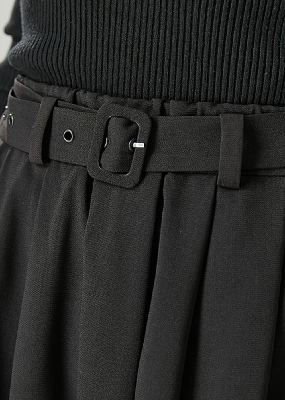 Black Exra Large Hem Cotton Skirt Fall