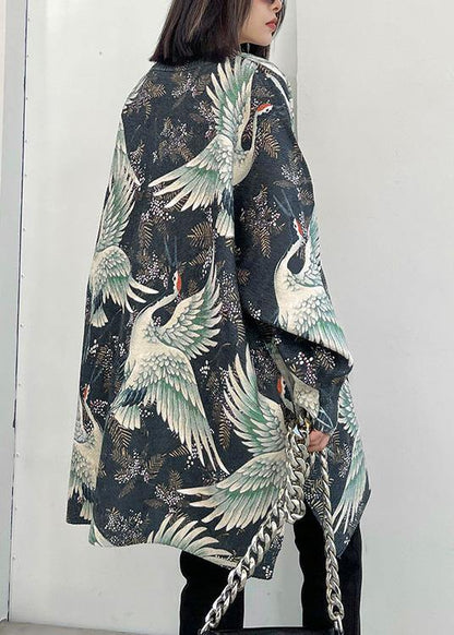 Unique O Neck Spring Blouses for Tutorials Crane Design Tops